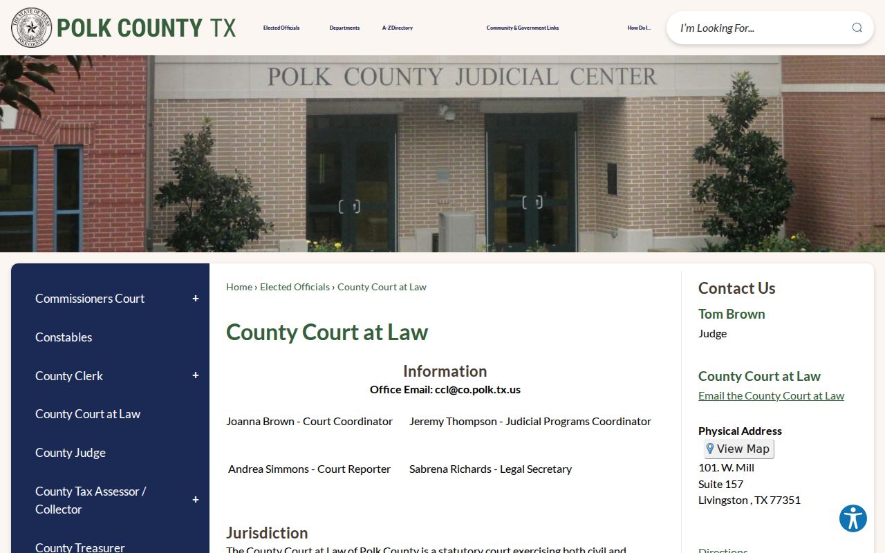 Polk County court docket access at the County Court at Law