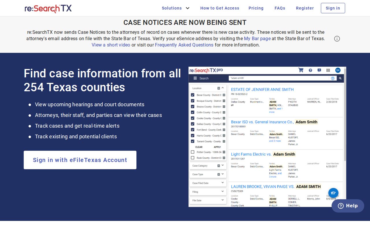 Polk County case lookup through re:SearchTX